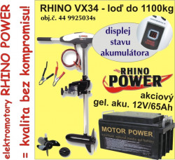 Elektrick lodn motor Rhino VX + Akumulator 65Ah / 12V